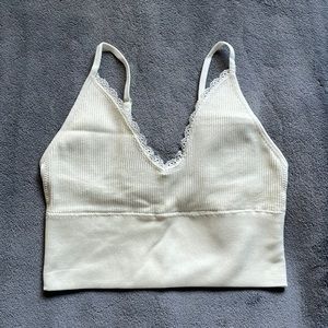 4 FOR $25 - White Ribbed Lace Tank Top